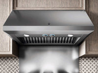 Coifa Bertazzoni Calabria de Parede Inox 91cm em inox escovado, coifa de parede piramidal com filtros metálicos, iluminação e botões