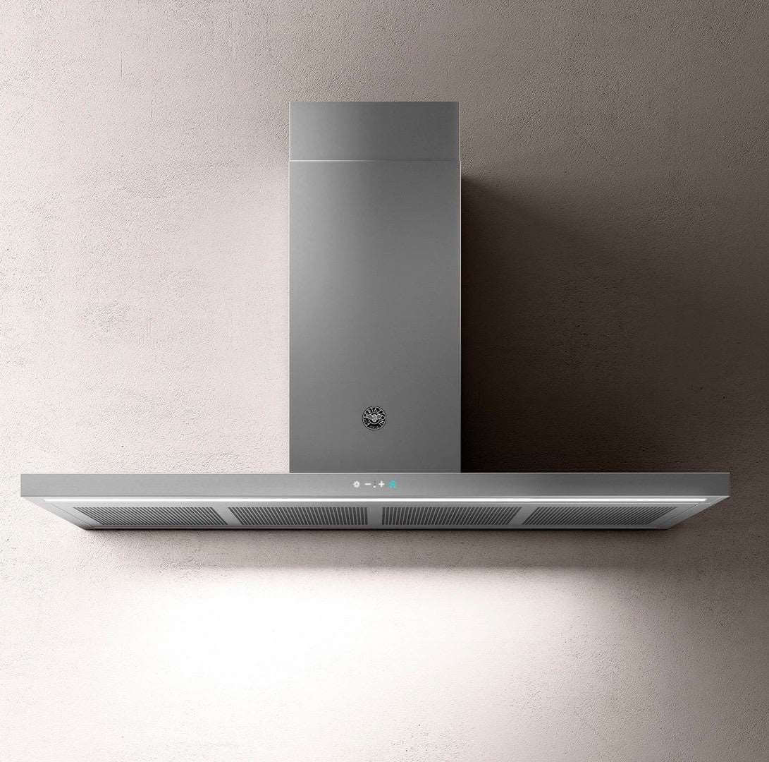 Coifa Bertazzoni Thin Parede Inox 120cm em inox escovado, coifa de parede slim retangular com painel touch e iluminação LED