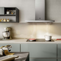 Coifa Bertazzoni Thin de Parede Inox 90cm em inox escovado, coifa de parede slim retangular com painel touch e duto visível