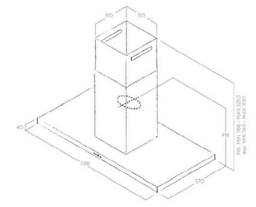 Coifa Bertazzoni Thin Parede Inox 120cm coifa de parede slim em inox escovado com duto retangular e painel touch visível