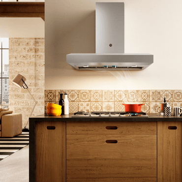 Coifa Bertazzoni Vavano de Parede Inox 91cm em inox escovado, instalação parede, formato piramidal inclinado, iluminação LED e painel touch