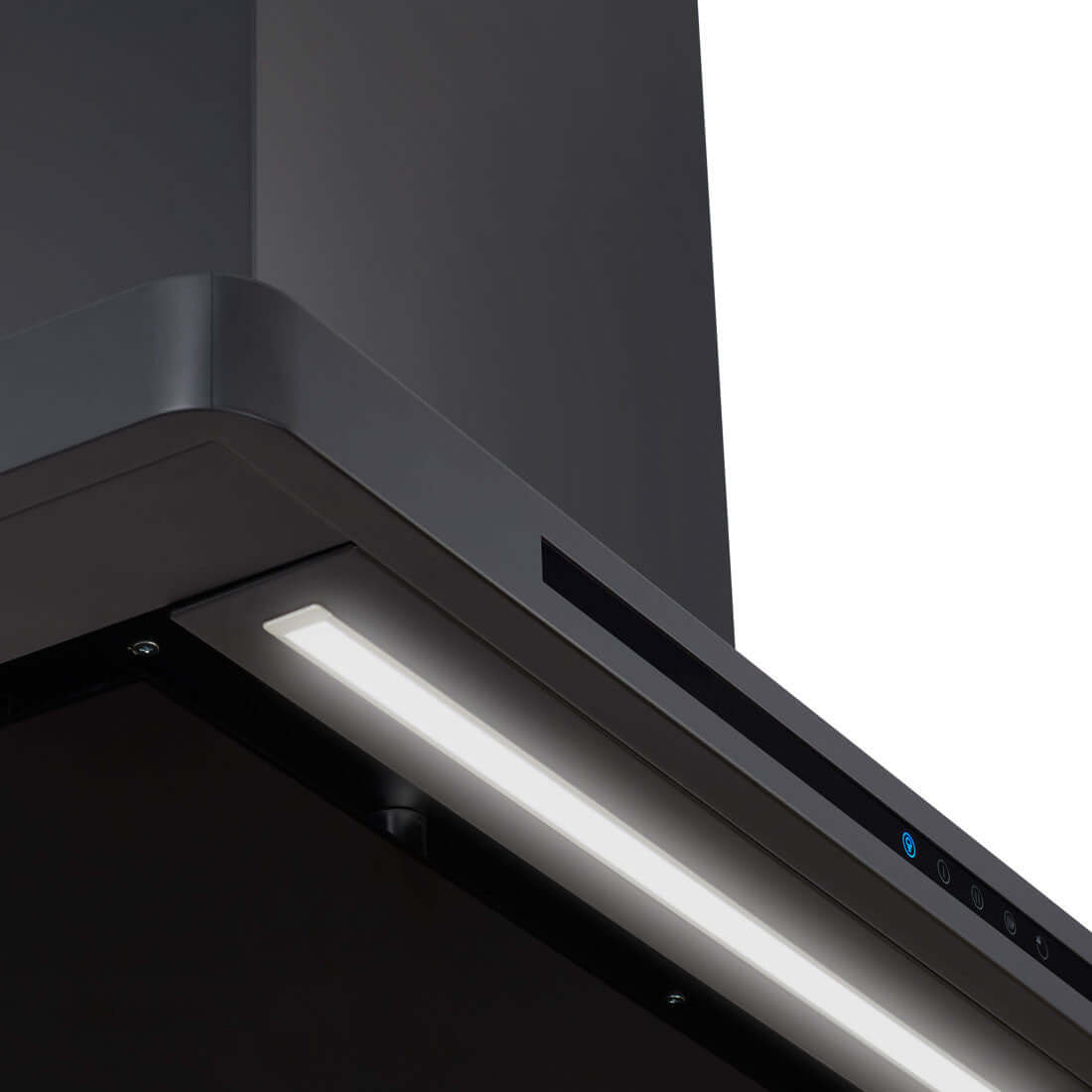 Coifa CrissAir Drito de Parede Black Matte 90cm coifa de parede em preto matte, formato inclinado, iluminação LED e painel touch