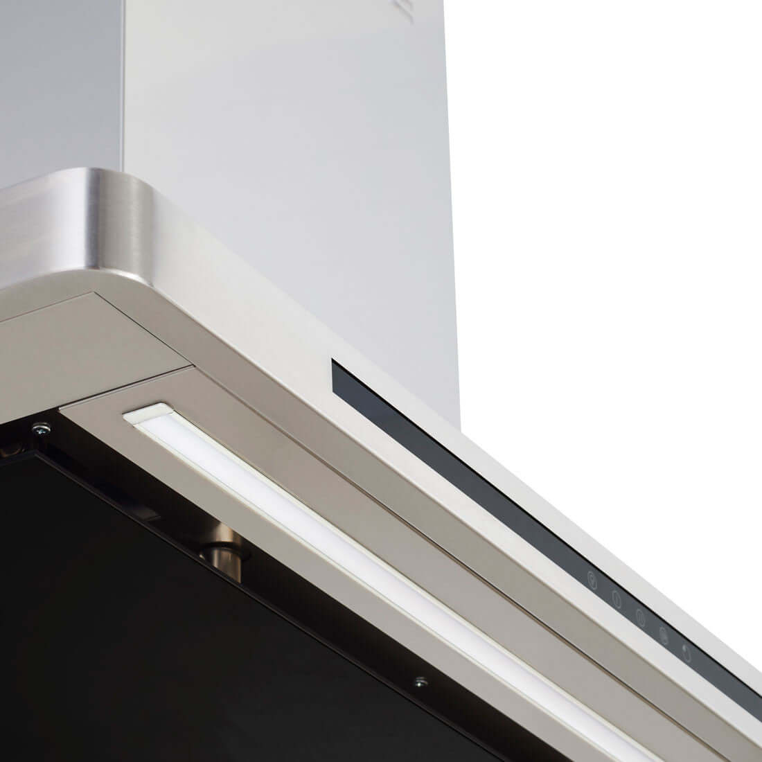 Coifa CrissAir de Parede Drito Inox 90cm — coifa de parede em inox com acabamento slim, iluminação LED SLIM e painel touch embutido