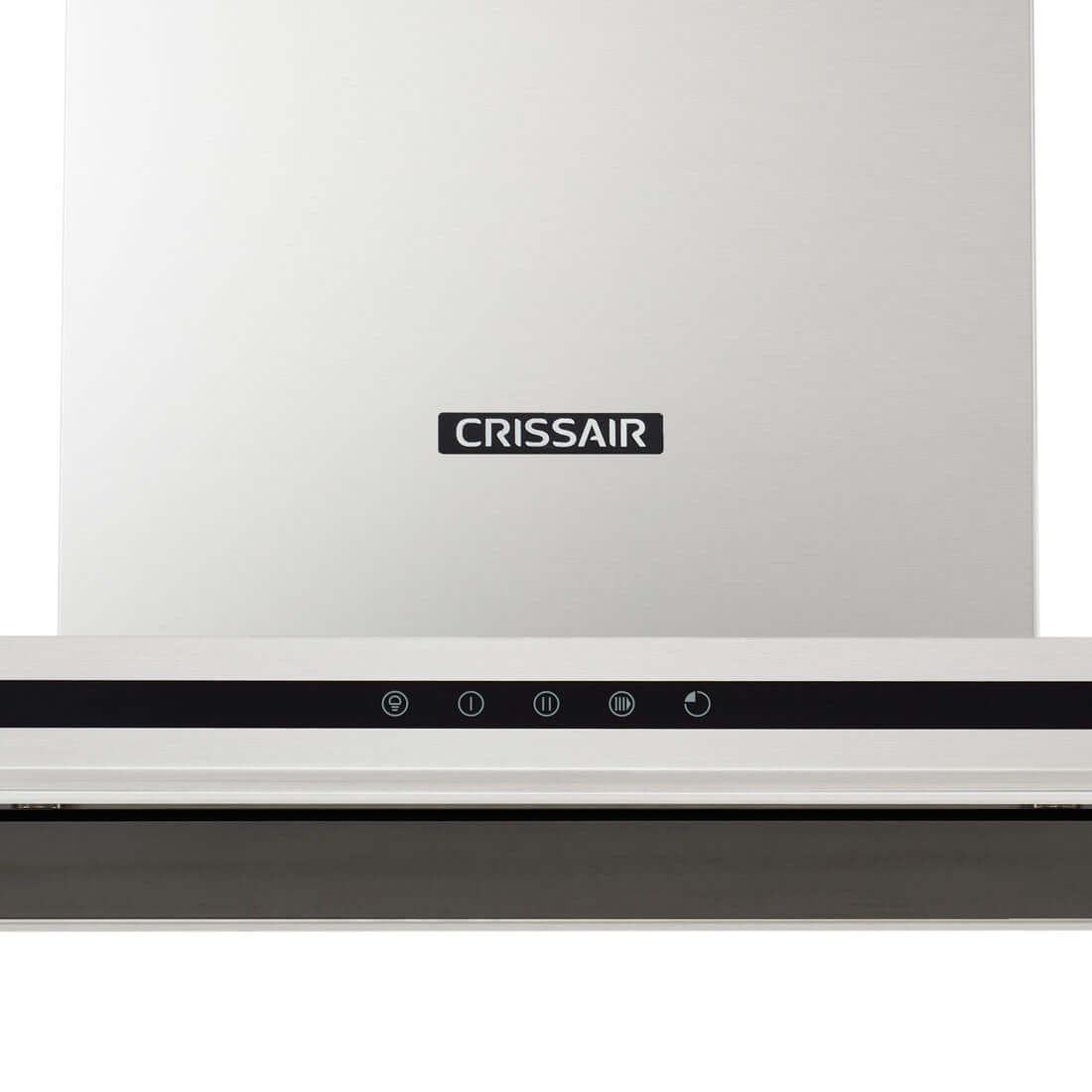 Coifa CrissAir de Parede Drito Inox 90cm com acabamento inox, painel touch slim, iluminação LED embutida e design reto e elegante