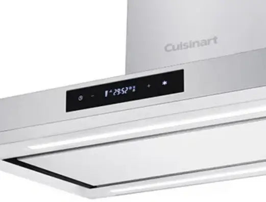 Coifa de Parede Cuisinart Casual Inox 90cm em inox slim com painel touch digital, iluminação LED e duto superior visível