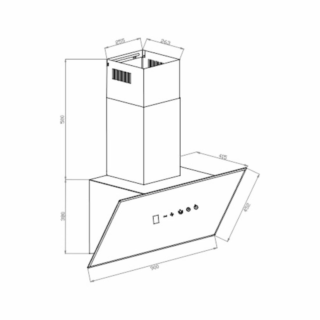 Coifa Debacco de Parede Inclinada Londres Vidro Preto 90cm - coifa de parede inclinada em vidro preto, painel touch e duto superior visível