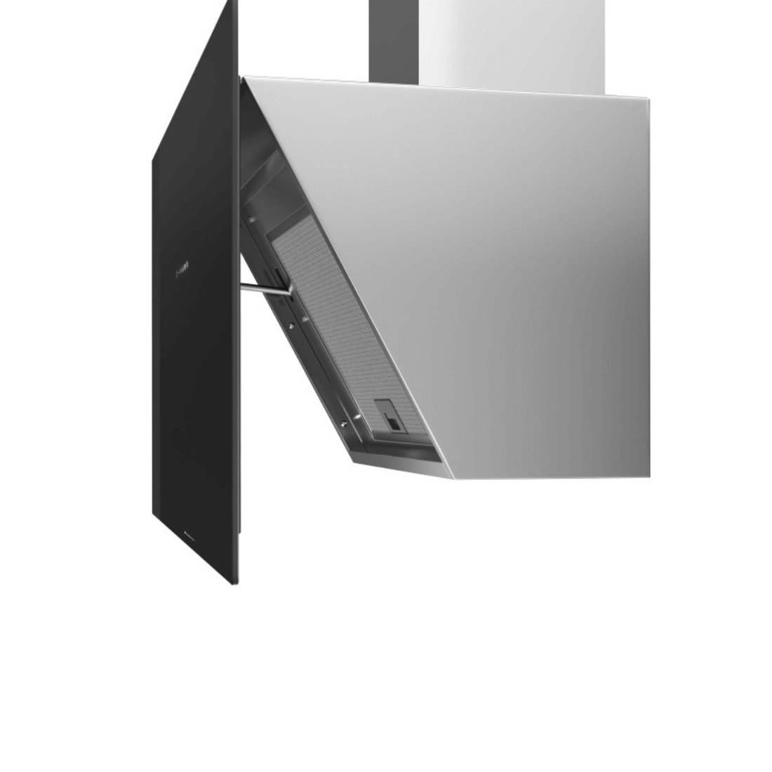 Coifa Debacco de Parede Inclinada Londres Vidro Preto 90cm — coifa de parede em vidro preto inclinado com painel touch e iluminação LED, duto visível