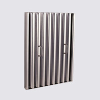 Coifa Evol Alpha para Churrasqueira Inox 125cm 2 Motores - coifa de parede em inox com formato retangular e grelhas verticais, alças em aço