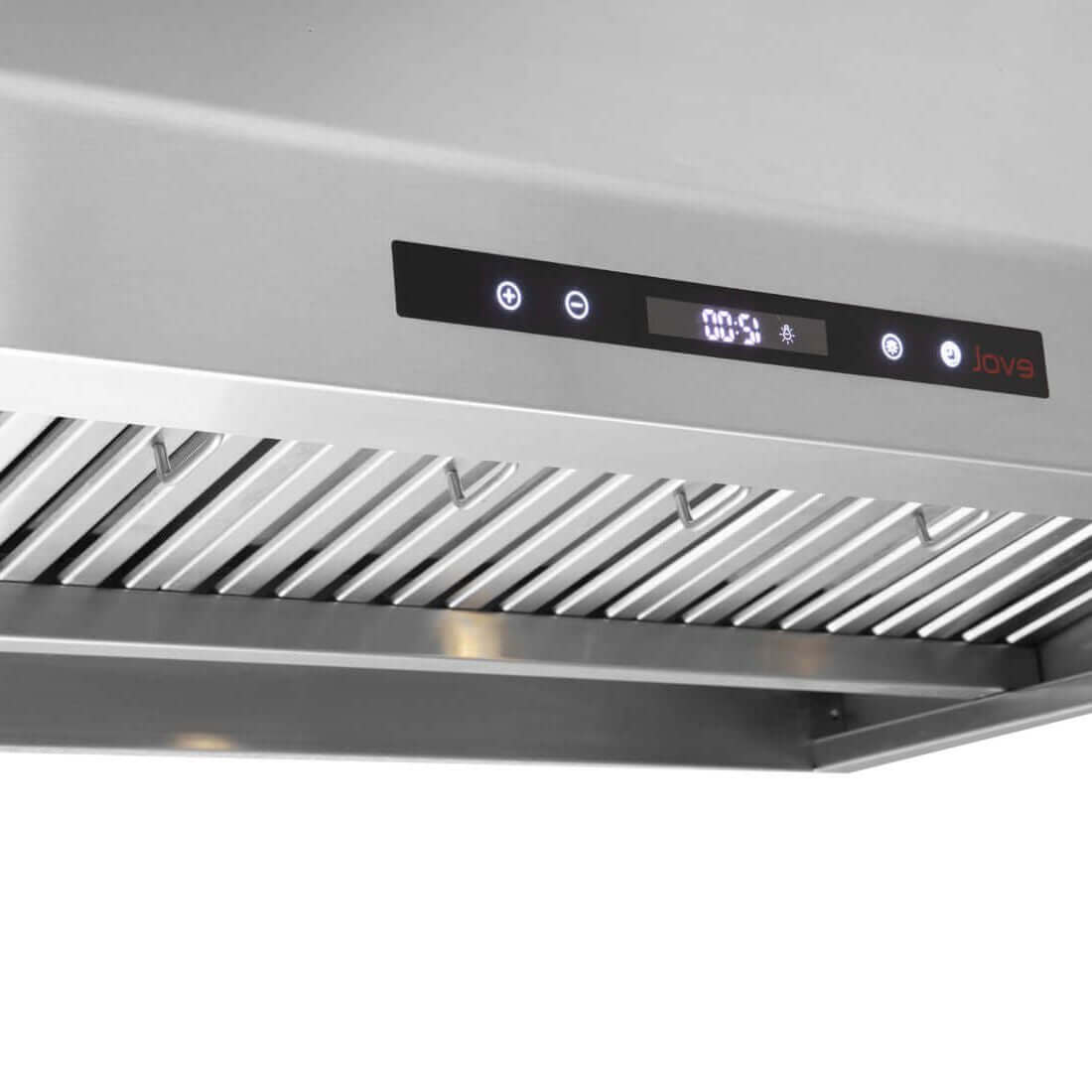 Coifa Evol Alpha para Churrasqueira Inox 90cm - coifa de parede em inox com acabamento escovado, filtros metálicos e painel touch iluminado