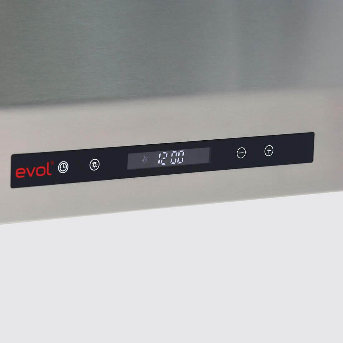 Coifa Evol Alpha para Churrasqueira Inox 125cm 2 Motores - coifa de parede inox com painel touch preto e display digital