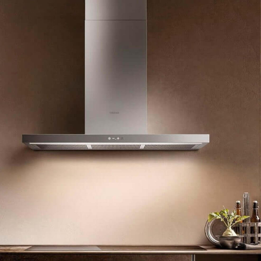 Coifa Tecno Original de Parede Inox 90cm - coifa de parede em inox escovado retangular, iluminação embutida e painel touch discreto