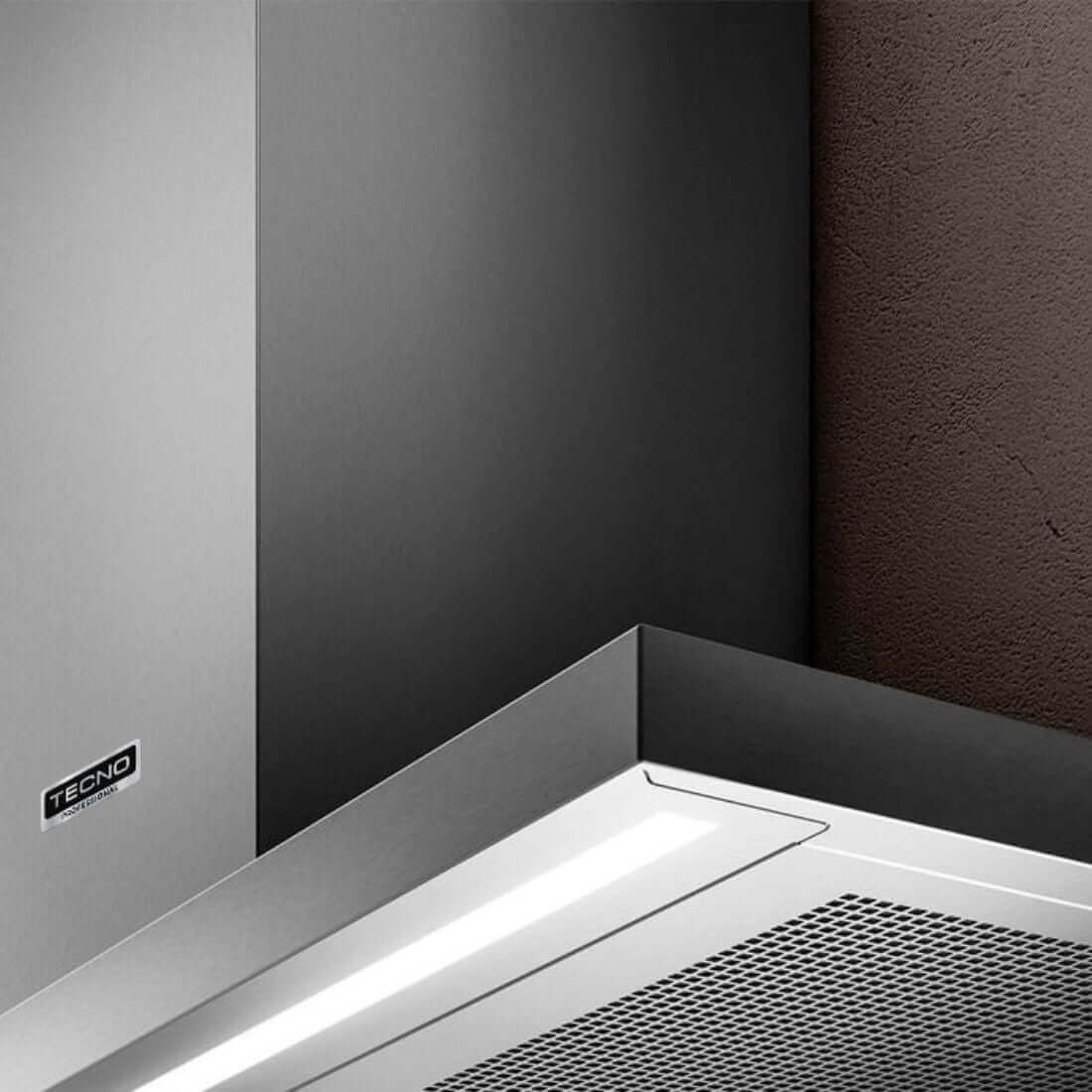 Coifa Tecno Professional de Parede Inox 120cm - coifa de parede em inox escovado, formato retangular inclinado, iluminação LED e painel touch