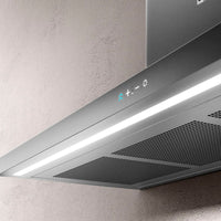 Coifa Tecno Professional de Parede Inox 120cm, coifa de parede em inox escovado, formato retangular slim com iluminação LED e painel touch