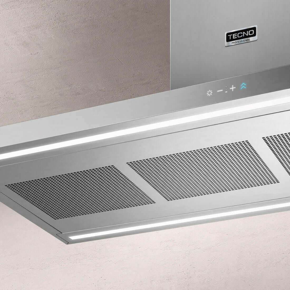 Coifa Tecno Professional de Parede Inox 120cm, coifa de parede em inox escovado, painel touch, iluminação LED e filtros aparentes