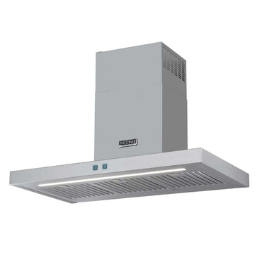 Coifa Tecno Ilha Toblino Professional em aço inox com painel iluminado e design moderno.