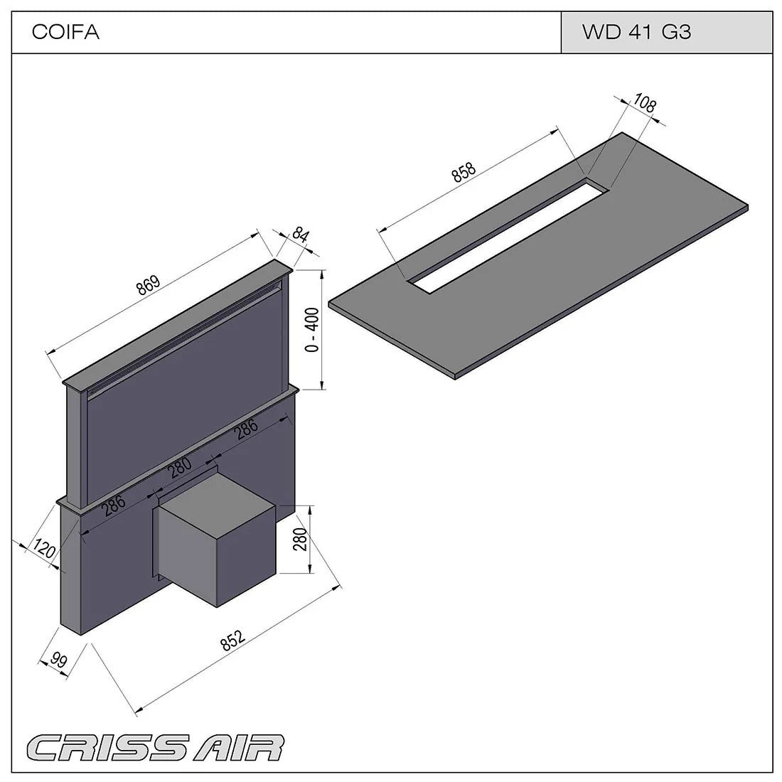 Coifa de Bancada Dowdraft Inox e Vidro 90cm 220V