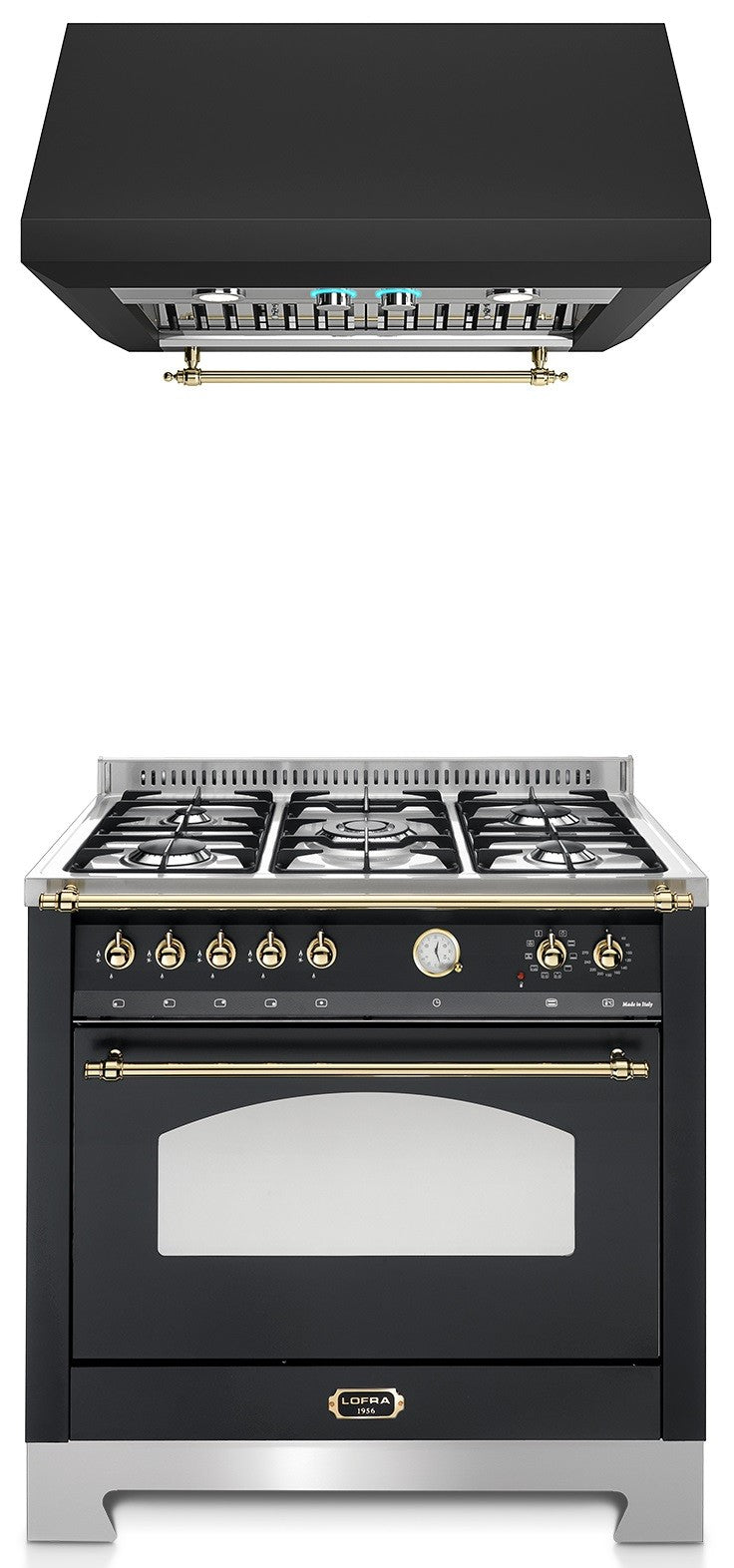 Coifa Elica New Calabria Vintage Parede Motor Duplo Inox 91cm 127V Preto Fosco
