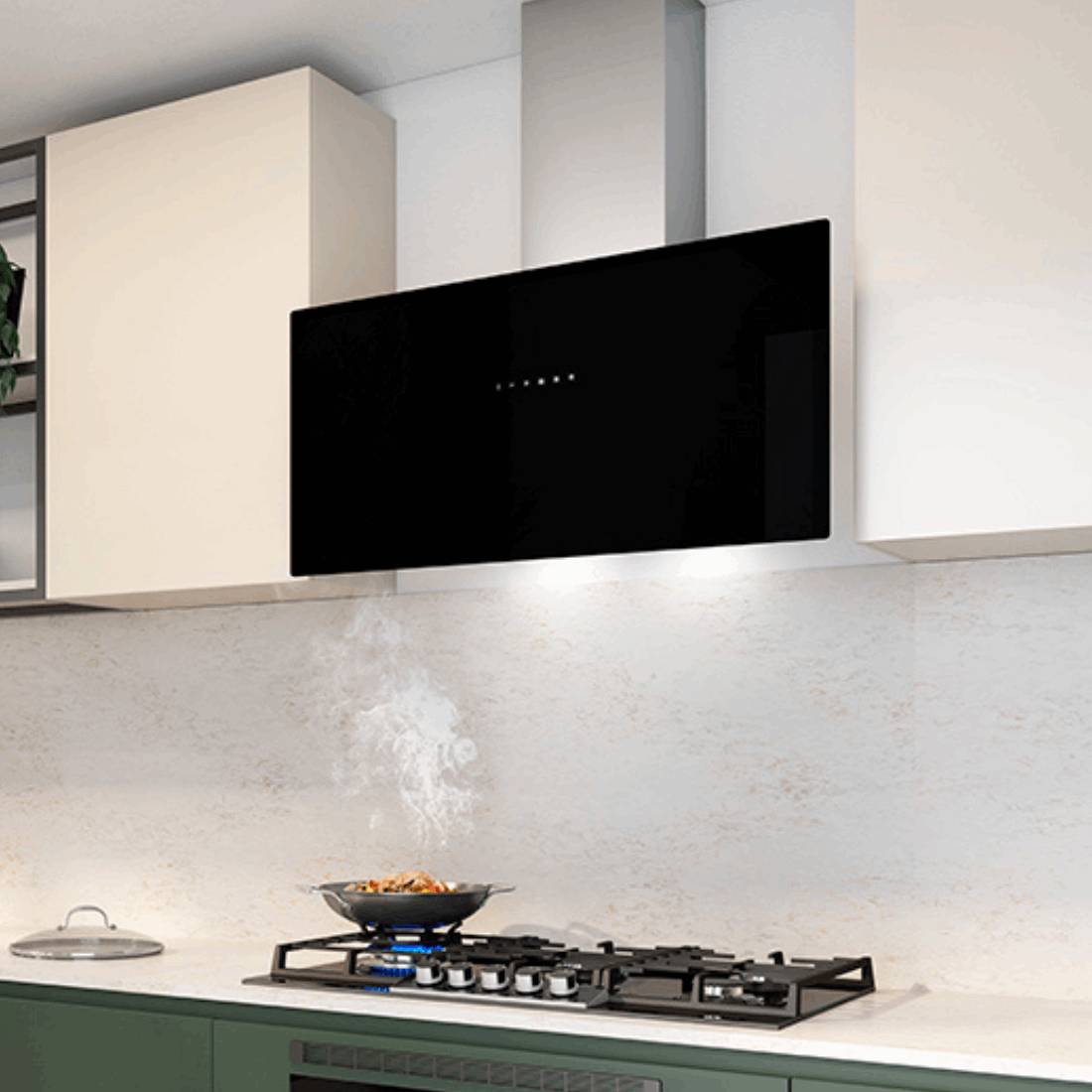 Coifa Londres Inclinada de Parede Vidro Preto 90cm 220V