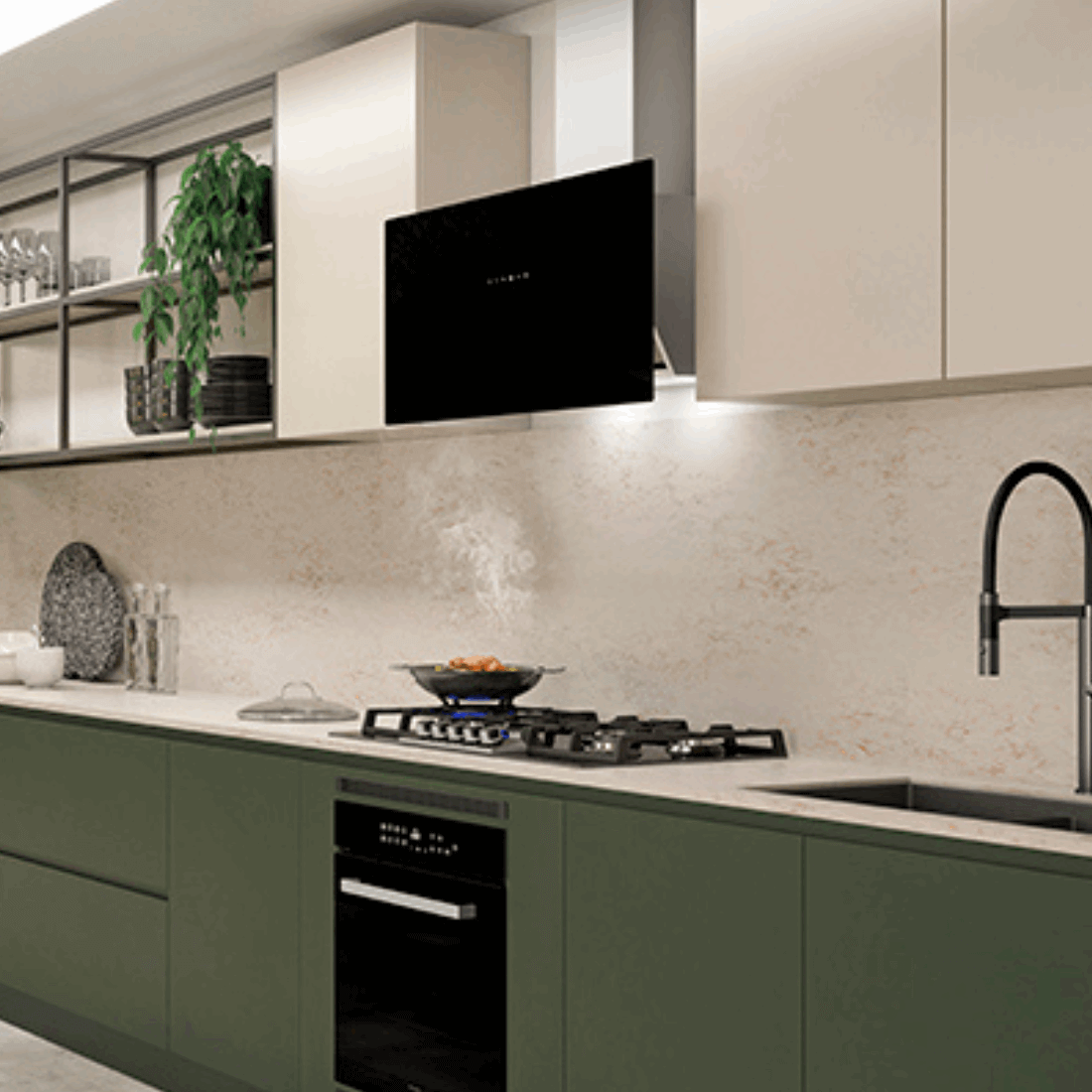 Coifa Londres Inclinada de Parede Vidro Preto 90cm 220V