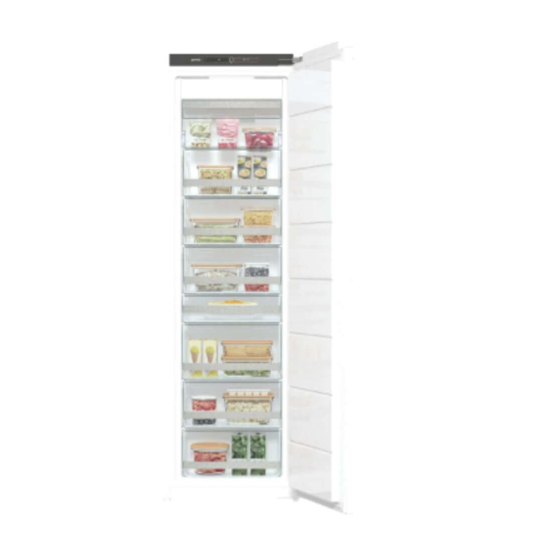Freezer Gorenje Porta para Revestir 235 Litros, congelador de embutir branco com várias gavetas transparentes e interior organizado