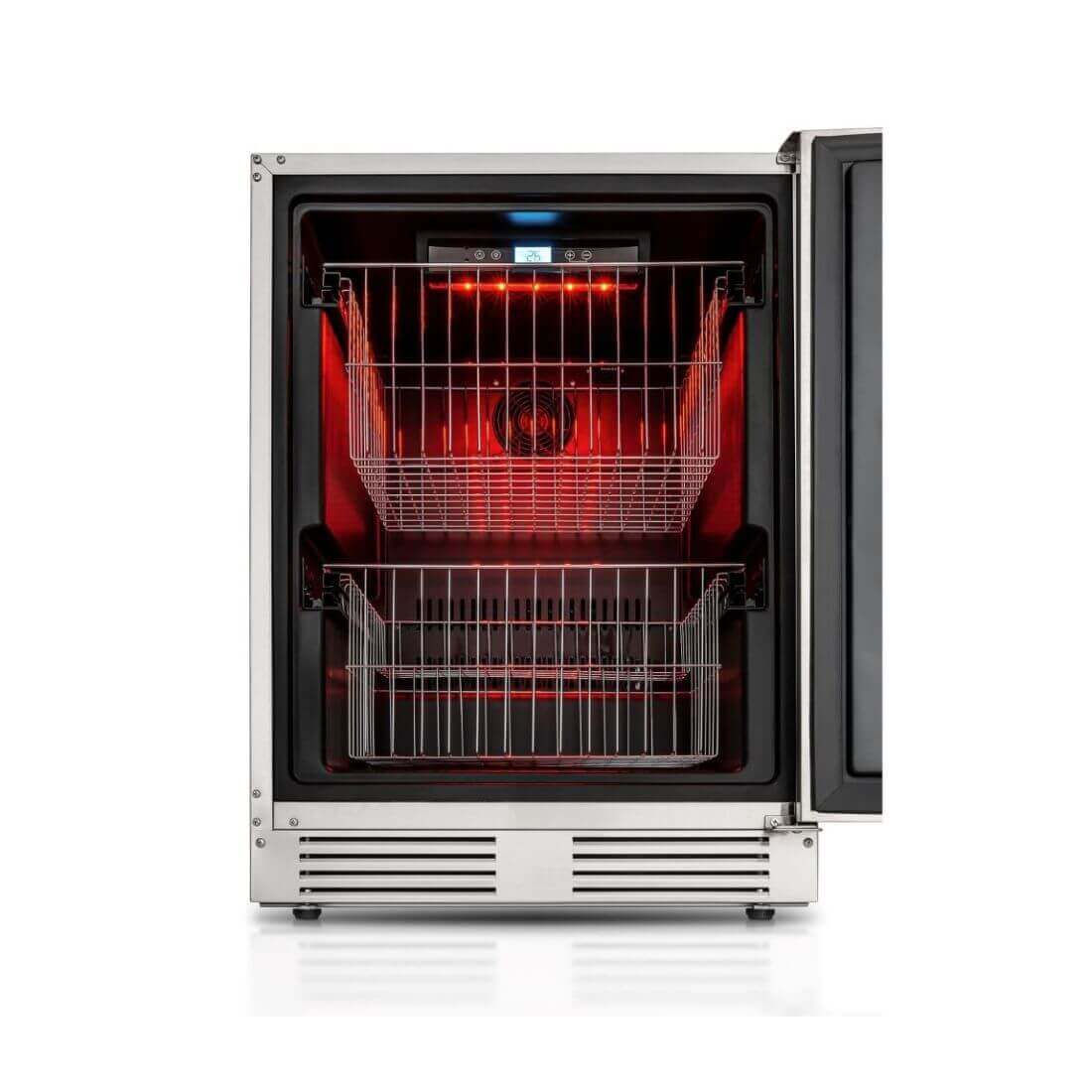 Freezer Tecno Professional 100 Litros Inox 60cm: freezer de embutir com acabamento inox, puxador tubular e cestos internos organizadores