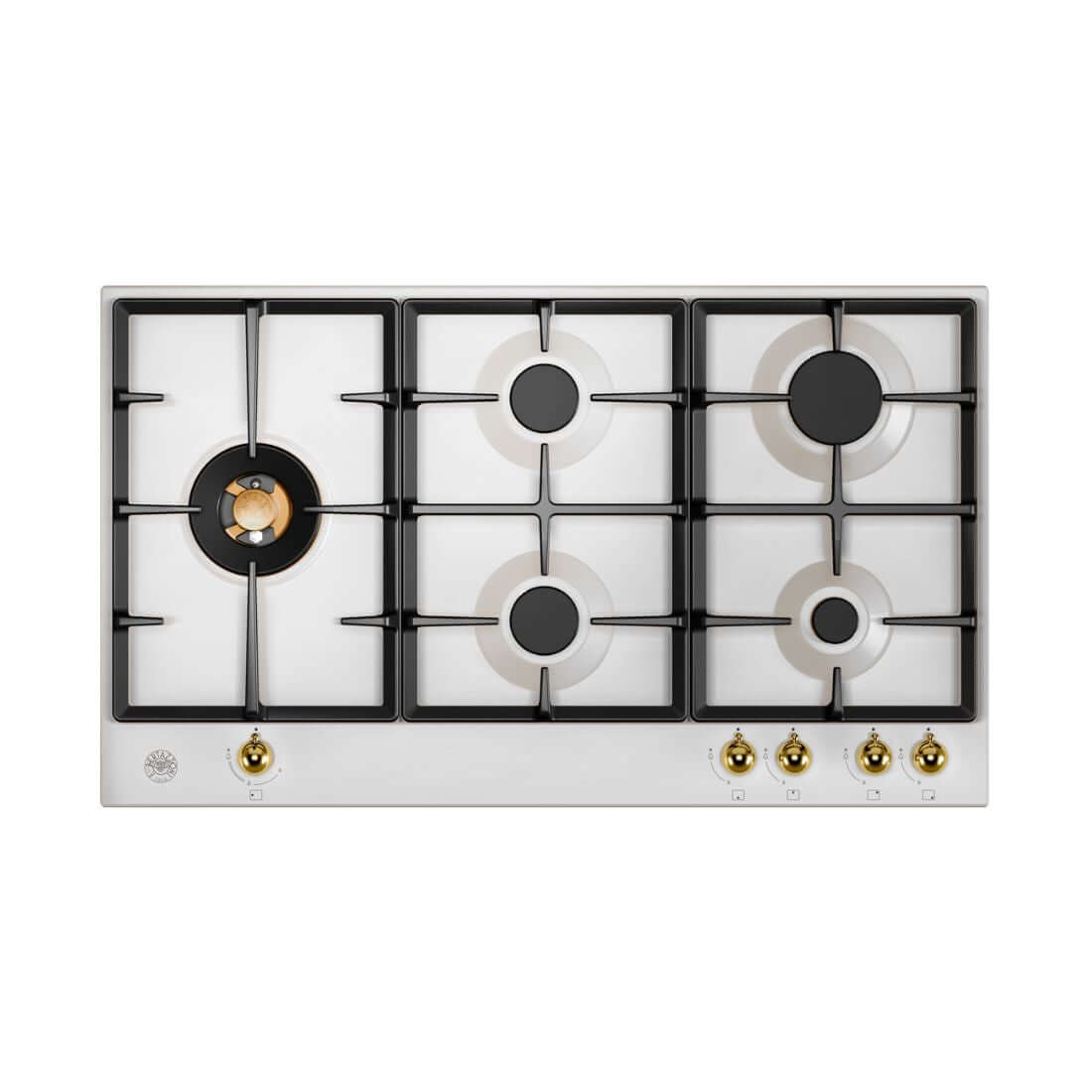Cooktop Bertazzoni Heritage 5 Bocas à Gás Inox 89cm - cooktop a gás inox branco com 5 bocas, queimador profissional e trempes em ferro fundido