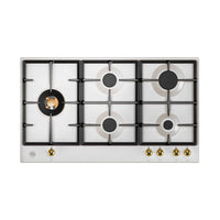 Cooktop Bertazzoni Heritage 5 Bocas à Gás Inox 89cm - cooktop a gás inox branco com 5 bocas, queimador profissional e trempes em ferro fundido
