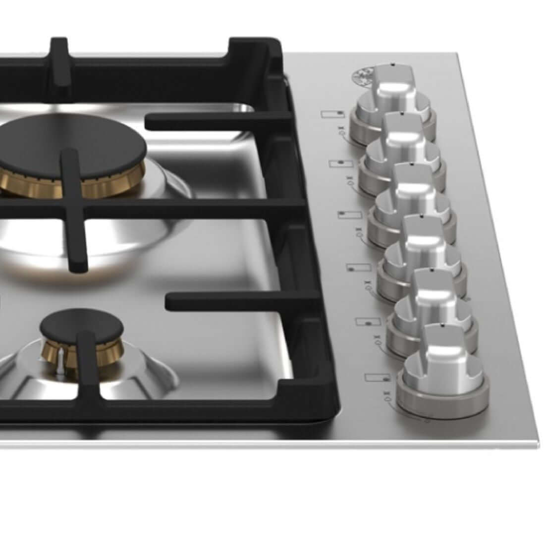 Cooktop a Gás Bertazzoni Master 6 Bocas Inox 92,5cm em inox com 6 queimadores de latão, trempes em ferro esmaltado e botões laterais