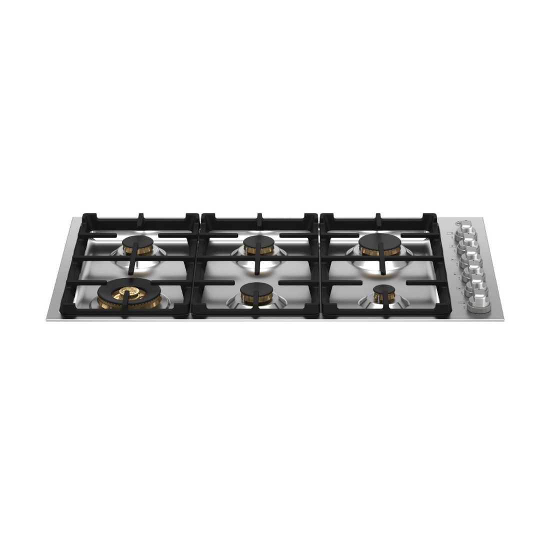 Cooktop a Gás Bertazzoni Master 6 Bocas Inox 92,5cm em inox com 6 queimadores Sabaf, trempes esmaltadas e acendimento automático