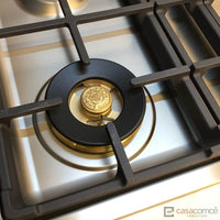 Cooktop a Gás Bertazzoni Master 4 Bocas Inox 75cm com acabamento inox, queimador Sabaf em latão e trempe de ferro esmaltado
