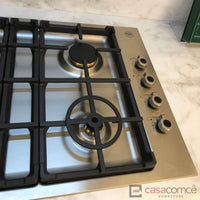 Cooktop à Gás Bertazzoni Professional 4 Bocas Inox 75cm em inox escovado com 4 queimadores Sabaf, trempes em ferro esmaltado e botões laterais