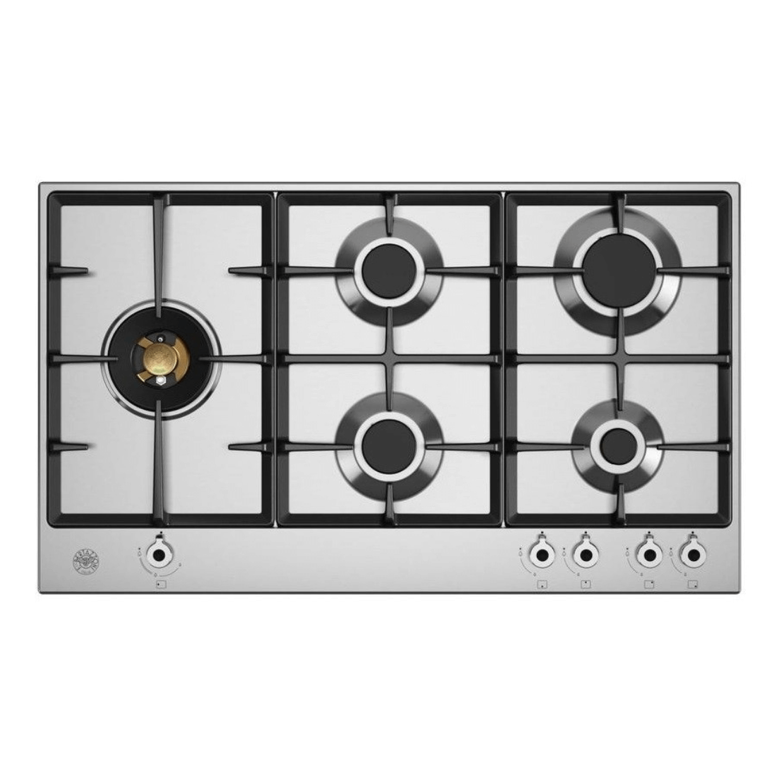 Cooktop à Gás Bertazzoni Professional 5 Bocas Inox 89cm em inox com 5 queimadores Sabaf, trempes ferro fundido e acendimento automático