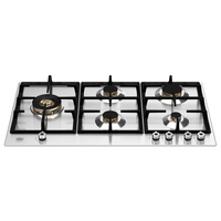 Cooktop à Gás Bertazzoni Professional 5 Bocas Inox 89cm em inox com 5 queimadores Sabaf, trempes ferro fundido e acendimento automático