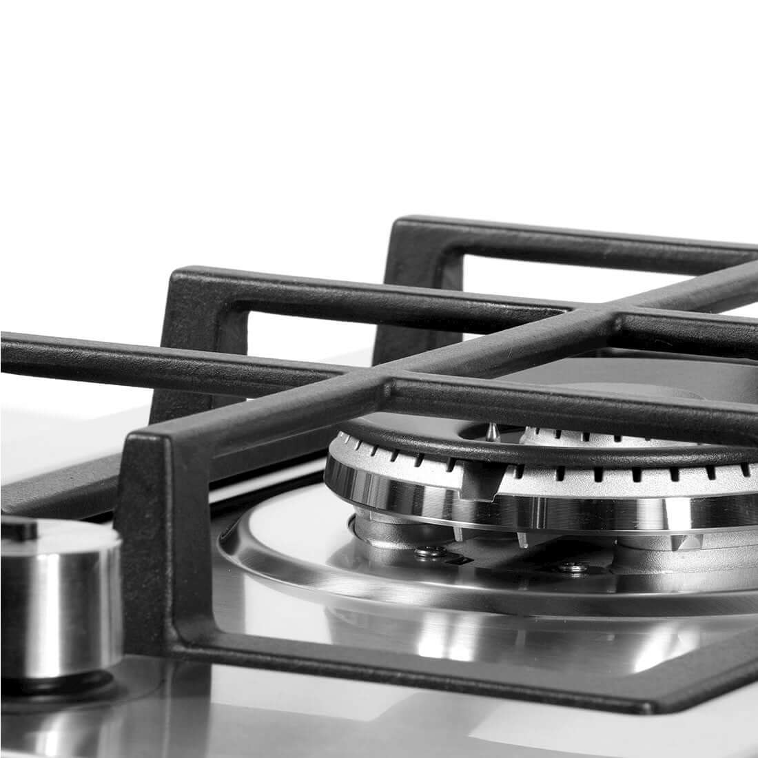 Cooktop Dominó a gás CrissAir 1 Boca Inox 30cm em inox 1 boca com queimador Dual Flame SABAF, trempe ferro fundido e design italiano