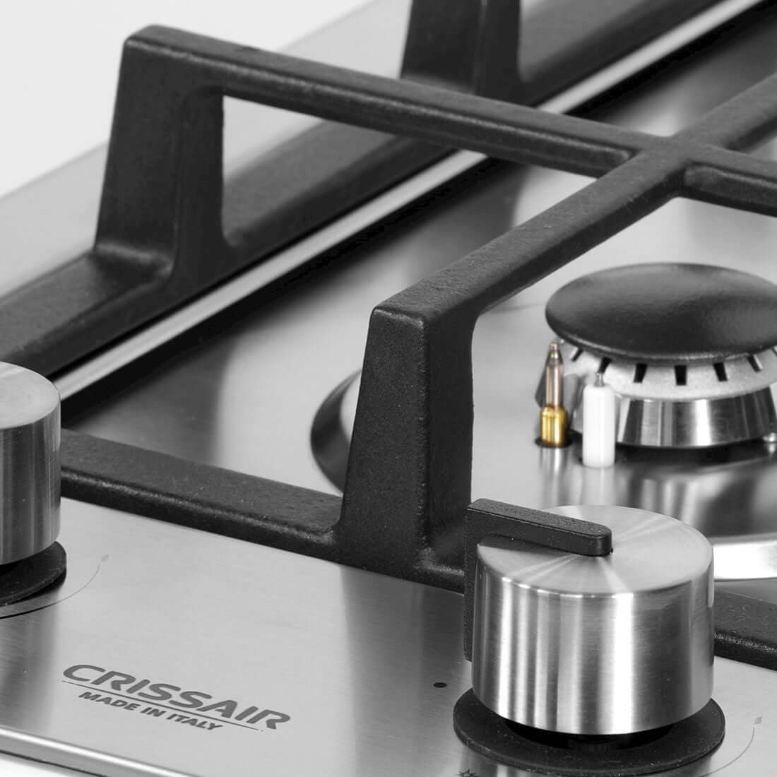 Cooktop Dominó a Gás CrissAir 2 Bocas 30cm, cooktop a gás italiano em inox 304 com trempes de ferro fundido e controles cromados