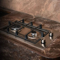 Cooktop Dominó a Gás CrissAir 2 Bocas 30cm em inox 304 com duas bocas SABAF, trempes ferro fundido e acabamento italiano