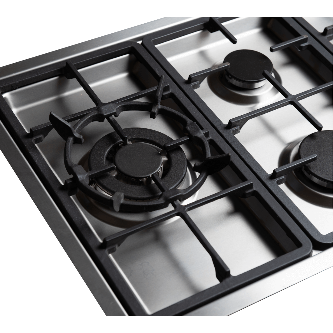 Cooktop a gás Cuisinart Arkton 5 Bocas Inox 90cm com acabamento inox, trempes em ferro fundido, tripla-chama lateral e acendimento superautomático