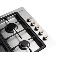 Cooktop a gás Cuisinart Arkton 5 Bocas Inox 90cm com acabamento inox 304, trempes em ferro fundido, manípulos laterais e acendimento superautomático