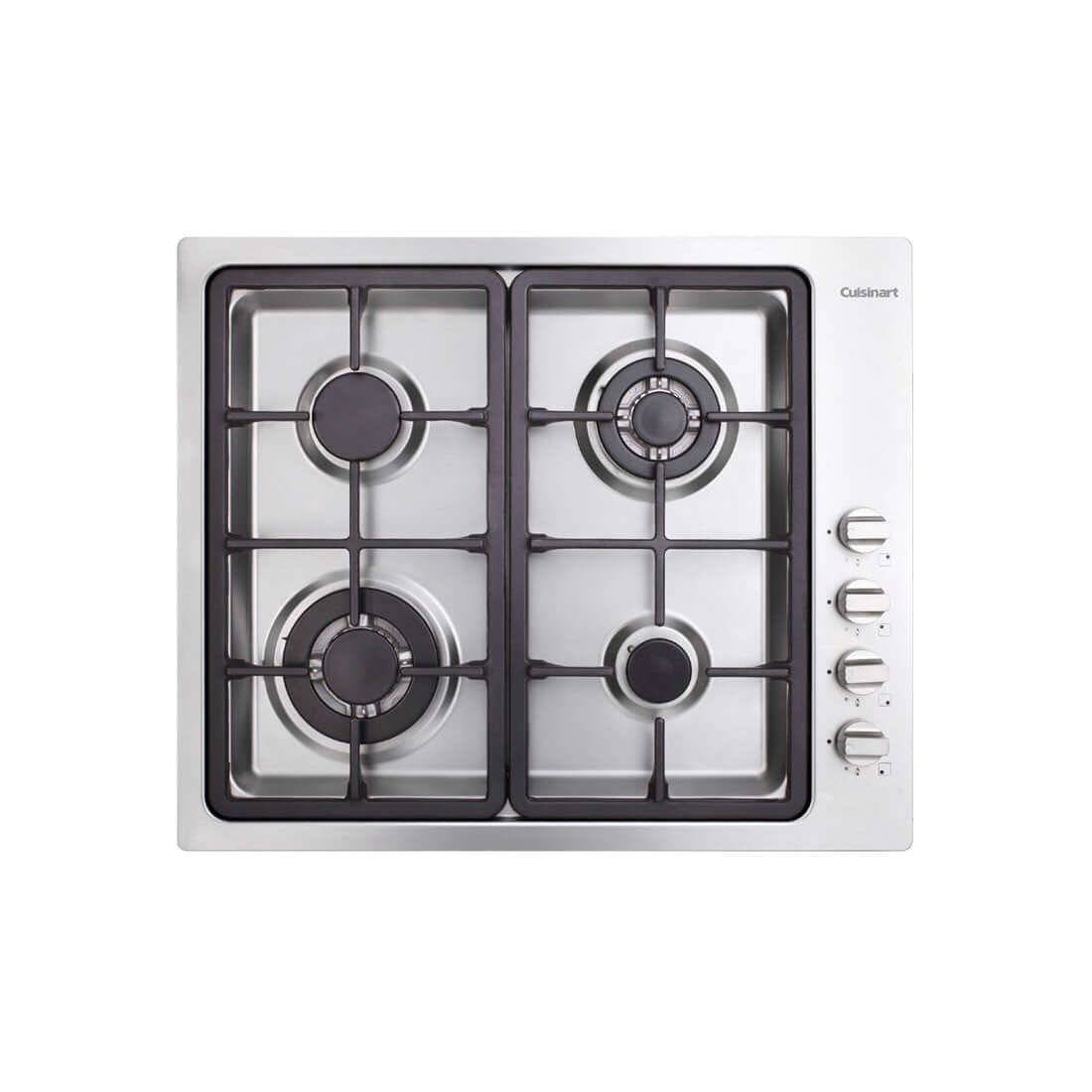 Cooktop à Gás Cuisinart Arkton 4 Queimadores Inox 60cm em aço inox 304, 4 queimadores Sabaf, trempes ferro gusa e botões laterais
