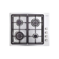 Cooktop à Gás Cuisinart Arkton 4 Queimadores Inox 60cm em aço inox 304, 4 queimadores Sabaf, trempes ferro gusa e botões laterais