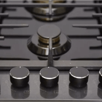 Cooktop à Gás Cuisinart Arkton 5 Bocas Vidro Preto 90cm, cooktop a gás com vidro temperado preto, trempes ferro fundido