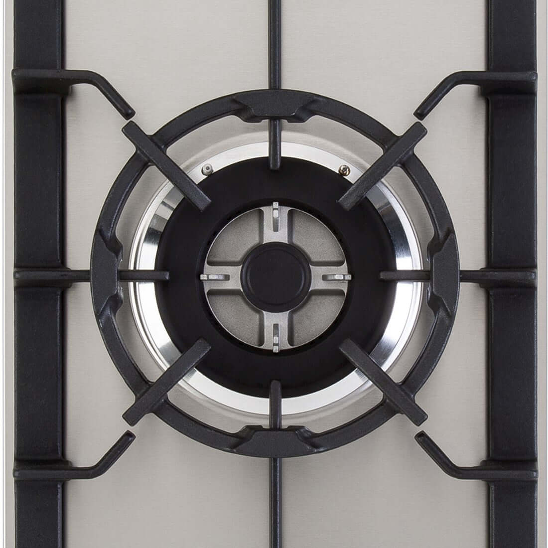 Cooktop Dominó a gás Cuisinart Prime 1 Boca Tripla Chama Inox 30cm — cooktop a gás em inox 30cm com queimador triplo e trempe ferro fundido