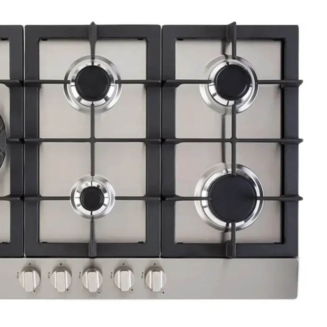 Cooktop à Gás Cuisinart 5 Bocas Inox 75cm, cooktop a gás em inox com 5 queimadores, trempes ferro fundido e acendimento superautomático