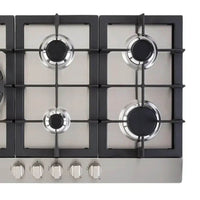 Cooktop à Gás Cuisinart 5 Bocas Inox 75cm, cooktop a gás em inox com 5 queimadores, trempes ferro fundido e acendimento superautomático