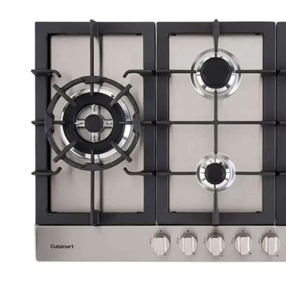 Cooktop à Gás Cuisinart 5 Bocas Inox 75cm - cooktop a gás inox 5 bocas com queimador tripla-chama lateral, trempes ferro fundido e acendimento superautomático