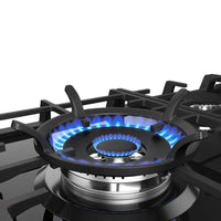Cooktop a Gás Debacco Montreal 5 Bocas Vidro Preto 90cm - cooktop a gás com vidro temperado preto, queimador Dual Flame em chamas azuis