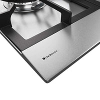 Alt Tag: Cooktop à Gás Debacco Zurique 4 Bocas Inox 60cm em inox escovado com trempes de ferro fundido e queimadores semiprofissionais