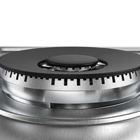 Cooktop à Gás Debacco Zurique 4 Bocas Inox 60cm mostrando queimador tripla chama em inox com trempe preta e acendimento automático