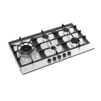 Cooktop à Gás Debacco Zurique 5 Bocas Inox 90cm com acabamento inox, trempes em ferro fundido, 5 queimadores e acendimento automático