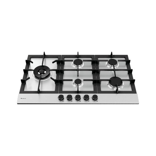 Cooktop à Gás Debacco Zurique 5 Bocas Inox 90cm: cooktop a gás inox com 5 queimadores, trempes em ferro fundido e acendimento automático